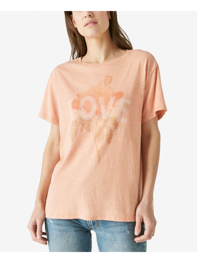 LUCKY BRAND Womens Orange Graphic Short Sleeve Crew Neck T-Shirt L