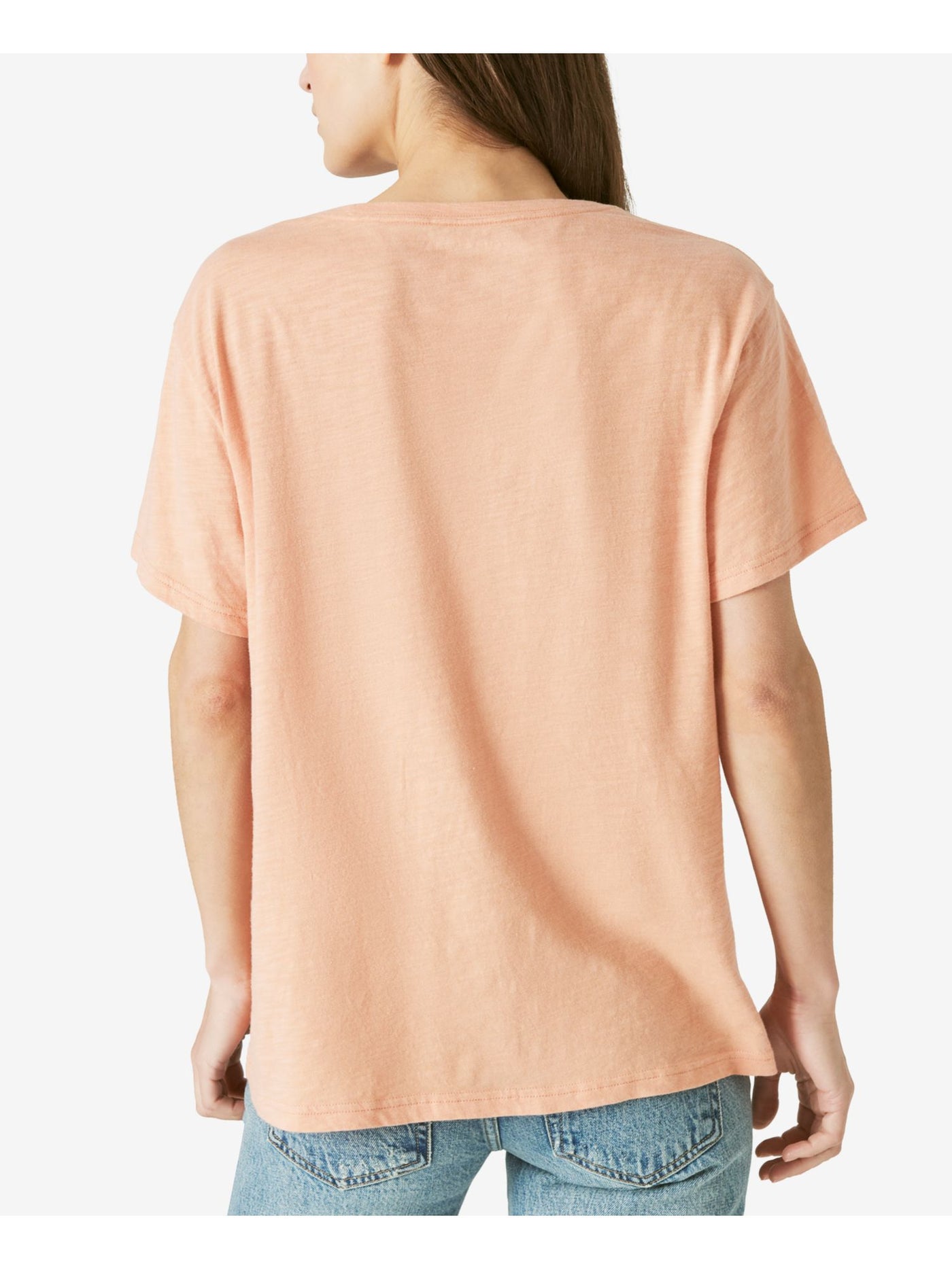 LUCKY BRAND Womens Orange Graphic Short Sleeve Crew Neck T-Shirt L
