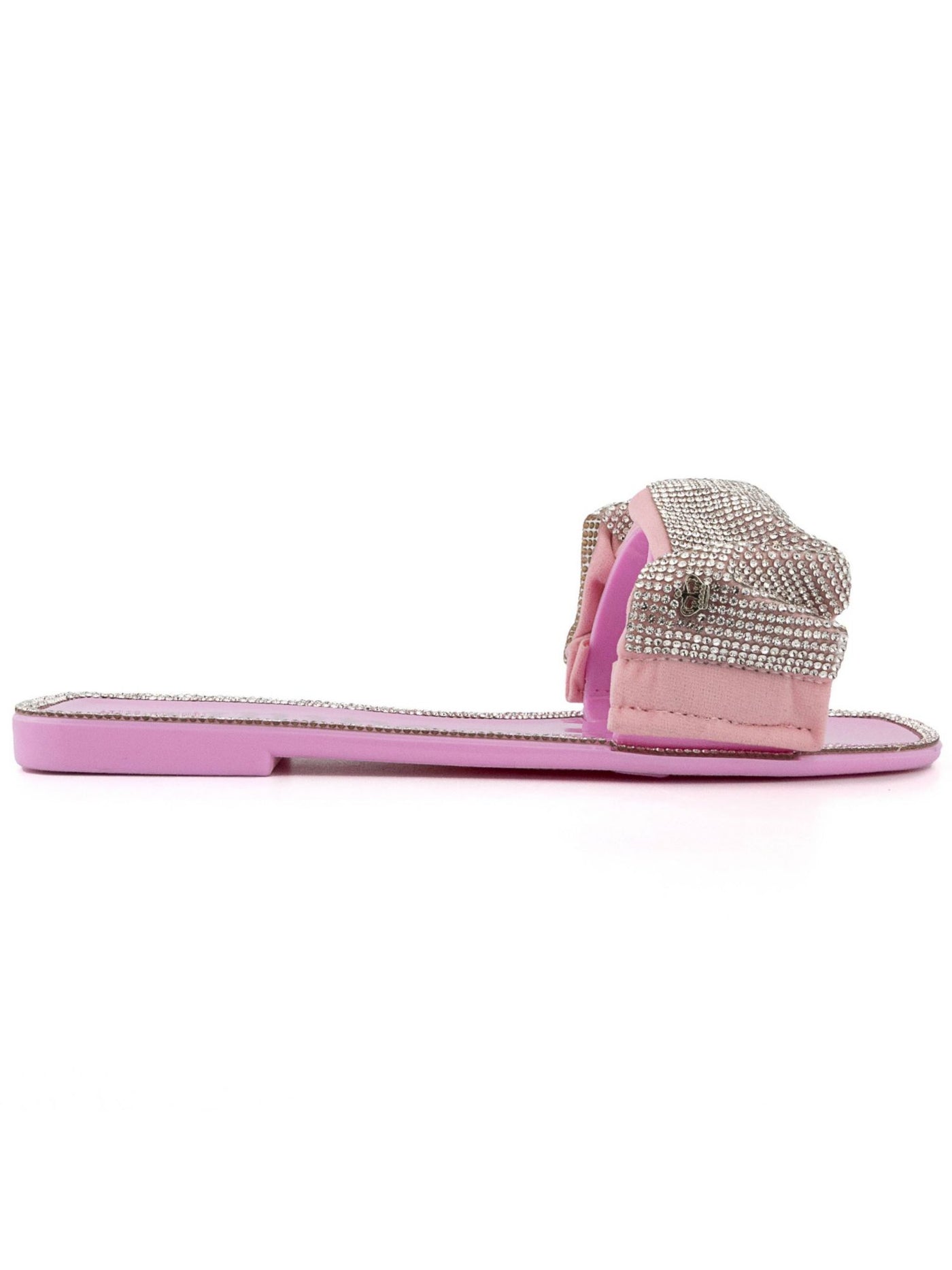 JUICY COUTURE Womens Pink Mixed Media Metallic Logo Embellished Hollyn Round Toe Slip On Slide Sandals 5 M