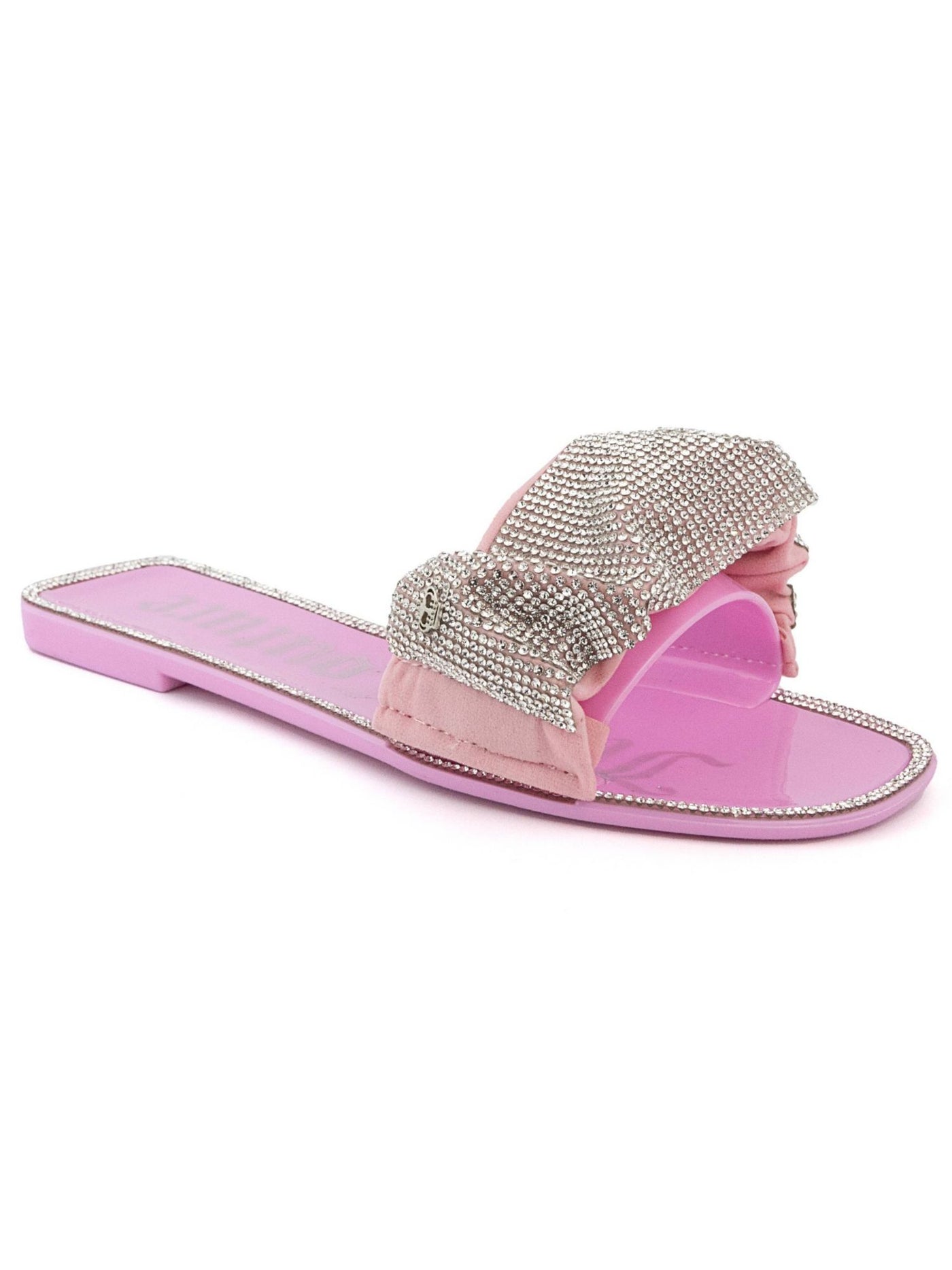 JUICY COUTURE Womens Pink Mixed Media Metallic Logo Embellished Hollyn Round Toe Slip On Slide Sandals Shoes 6 M