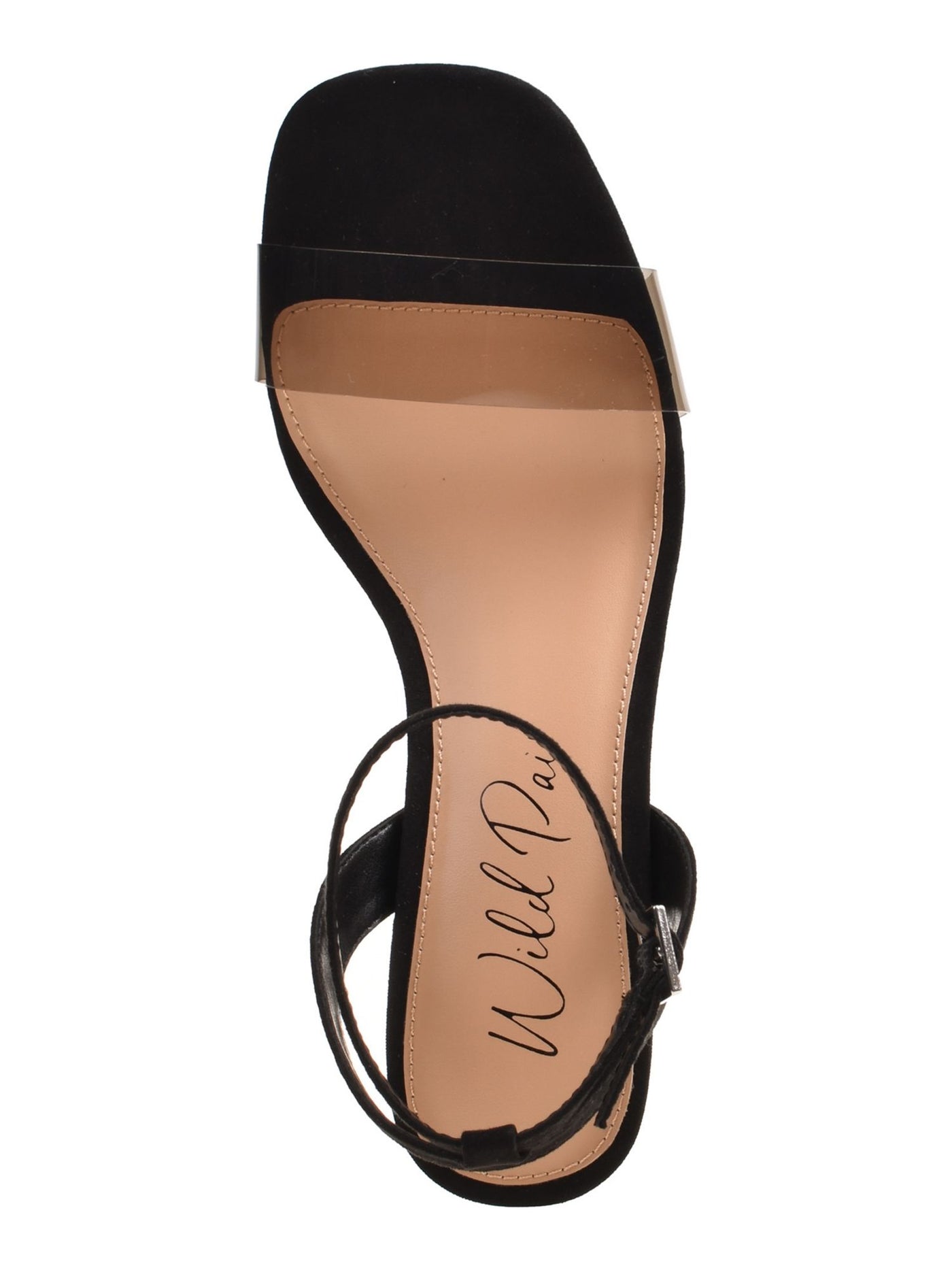 WILD PAIR Womens Black Translucent Ankle Strap Slip Resistant Zainey Round Toe Block Heel Buckle Dress Heeled Sandal 6 M