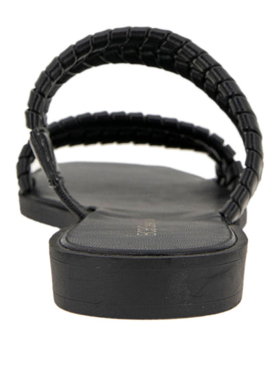 BCBGENERATION Womens Black Comfort Lara Square Toe Slip On Sandals Shoes 8.5 M