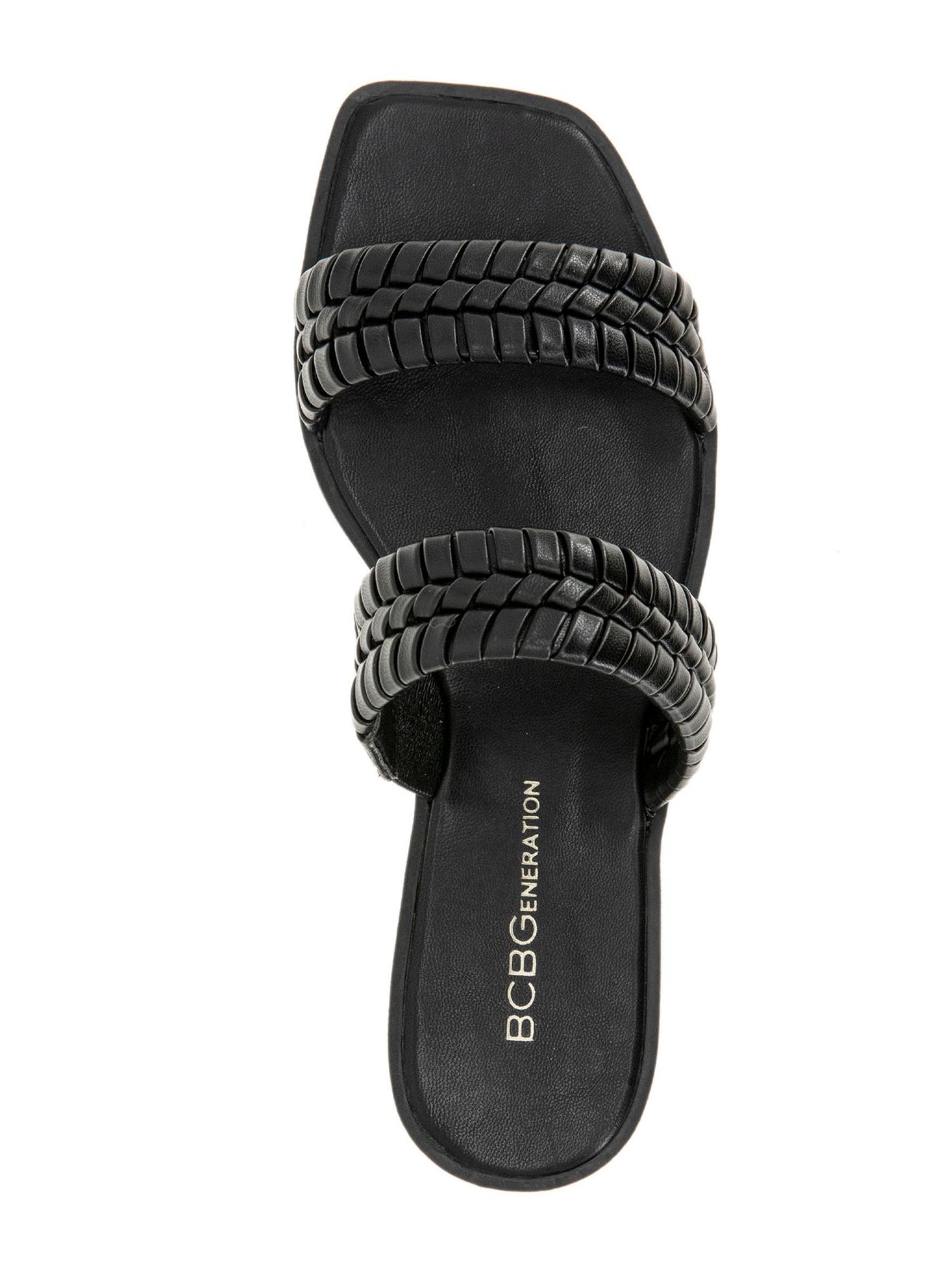 BCBGENERATION Womens Black Comfort Lara Square Toe Slip On Sandals Shoes 11