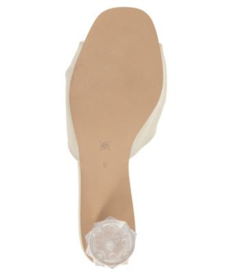BCBGENERATION Womens Beige Transparent Heel Padded Mebba Round Toe Sculpted Heel Slip On Dress Sandals Shoes