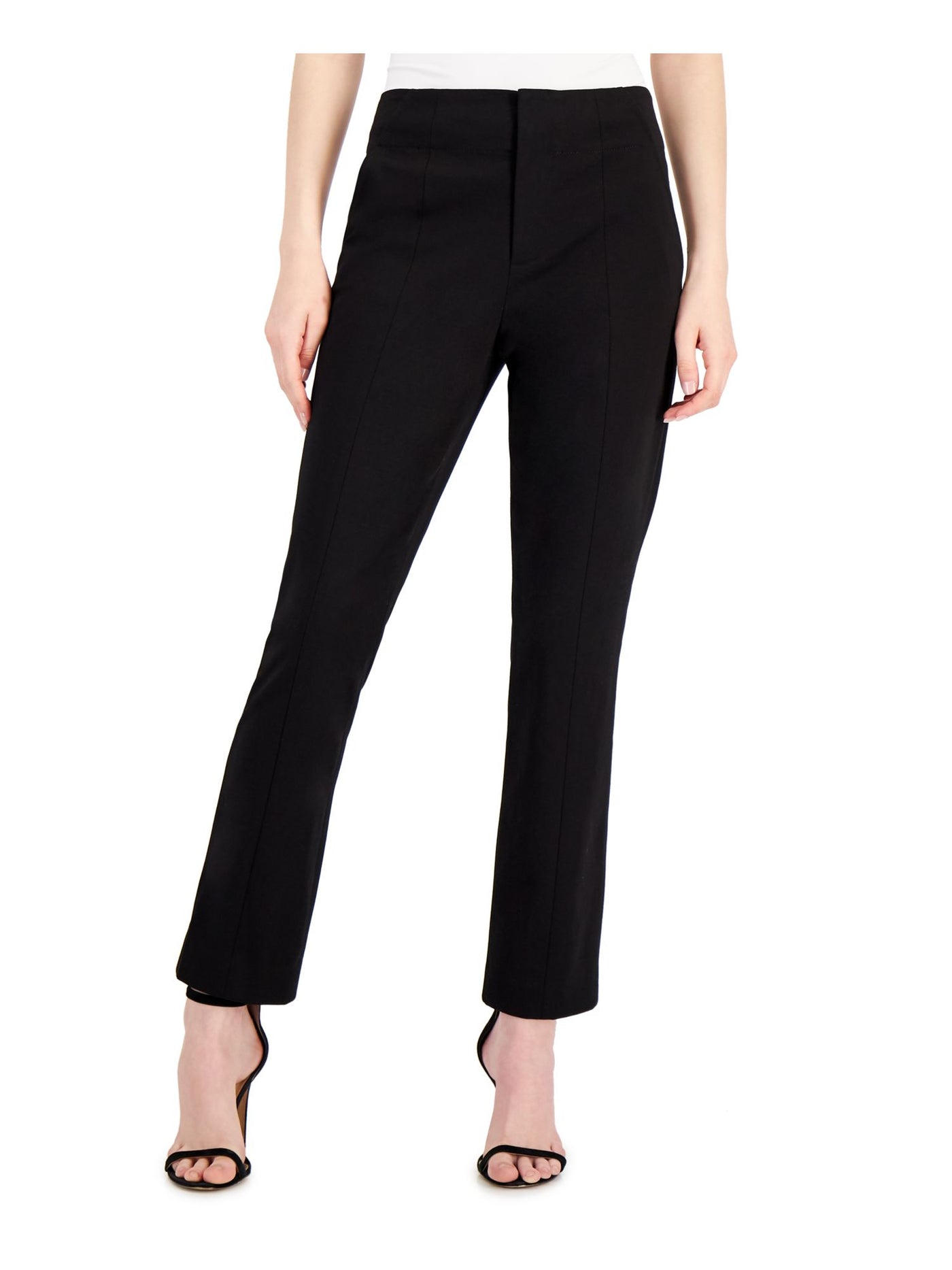DONNA KARAN NEW YORK Womens Black Zippered Pocketed Slim Fit Ankle Wear To Work High Waist Pants 12