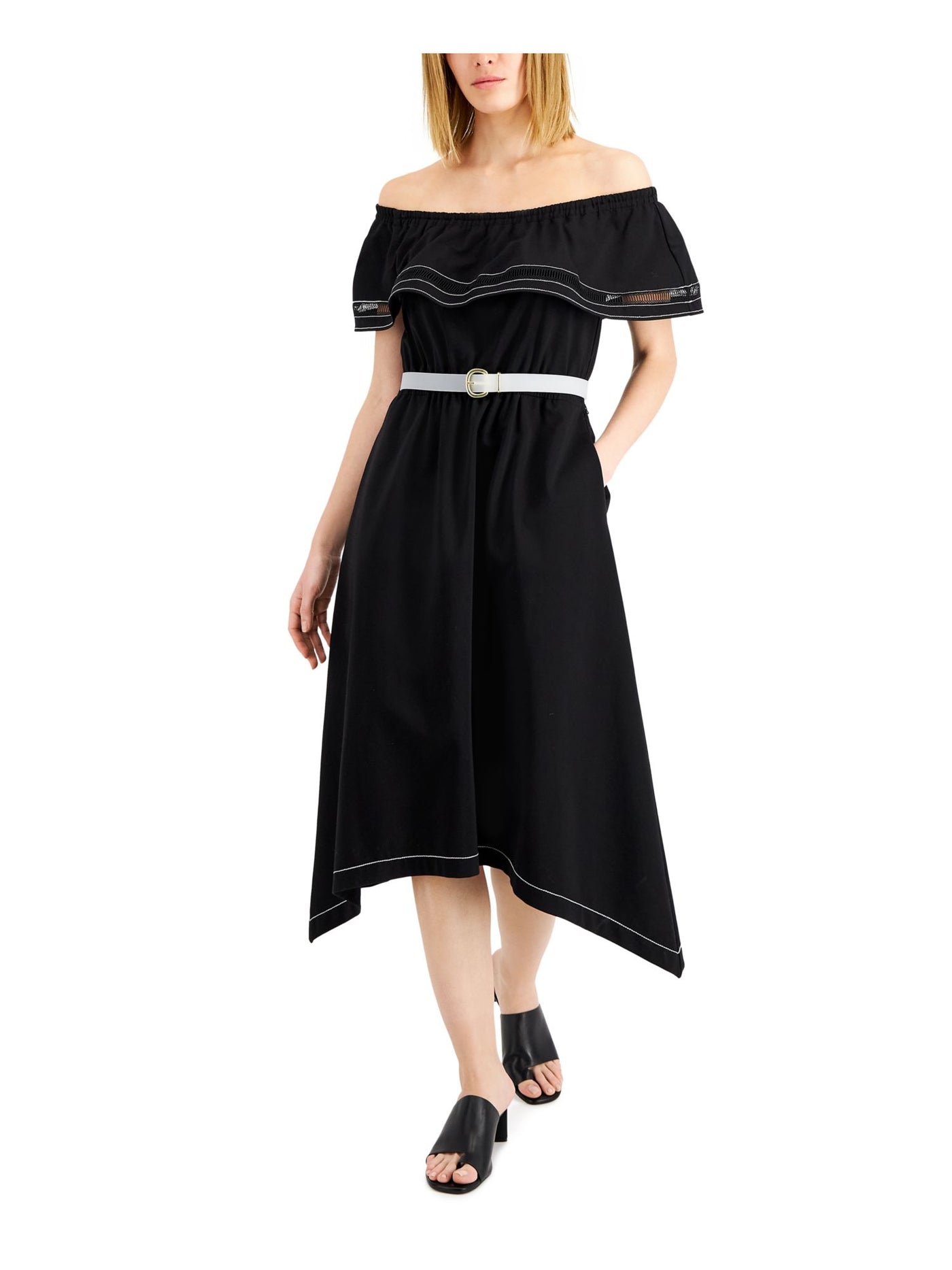 Donna Karan Women's Off-The-Shoulder Dress - Black - Size 8 Donna Karan Women's Off-The-Shoulder Dress - Black - Size 8