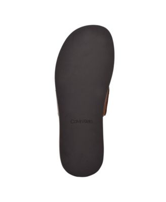 CALVIN KLEIN Mens Brown Cut Out Padded Ethan Open Toe Slip On Slide Sandals Shoes