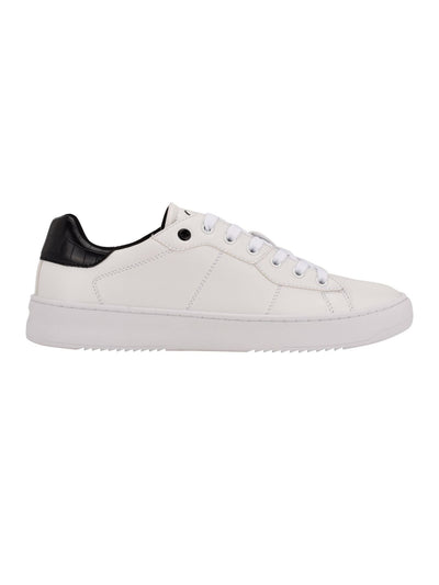 CALVIN KLEIN Womens White Croc Accent Logo Accent Padded Lucio Round Toe Lace-Up Sneakers Shoes 11