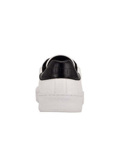 CALVIN KLEIN Womens White Croc Accent Logo Accent Padded Lucio Round Toe Lace-Up Sneakers Shoes 11