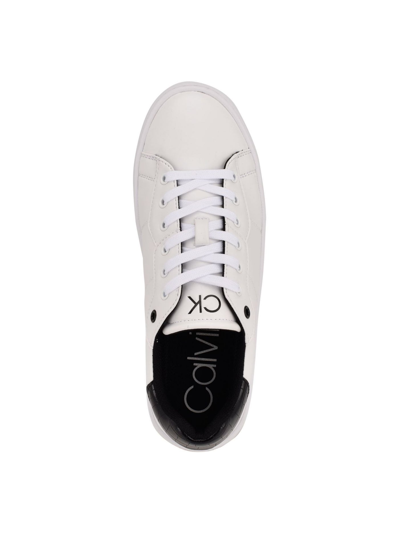 CALVIN KLEIN Womens White Croc Accent Logo Accent Padded Lucio Round Toe Lace-Up Sneakers Shoes 11