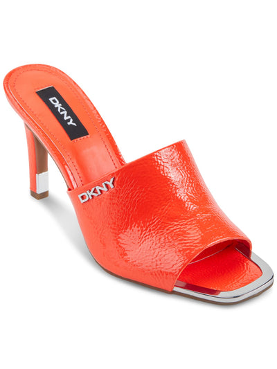 DKNY Womens Orange Metallic Detail Toe Goring Padded Bronx Square Toe Stiletto Slip On Dress Sandals Shoes 9 M