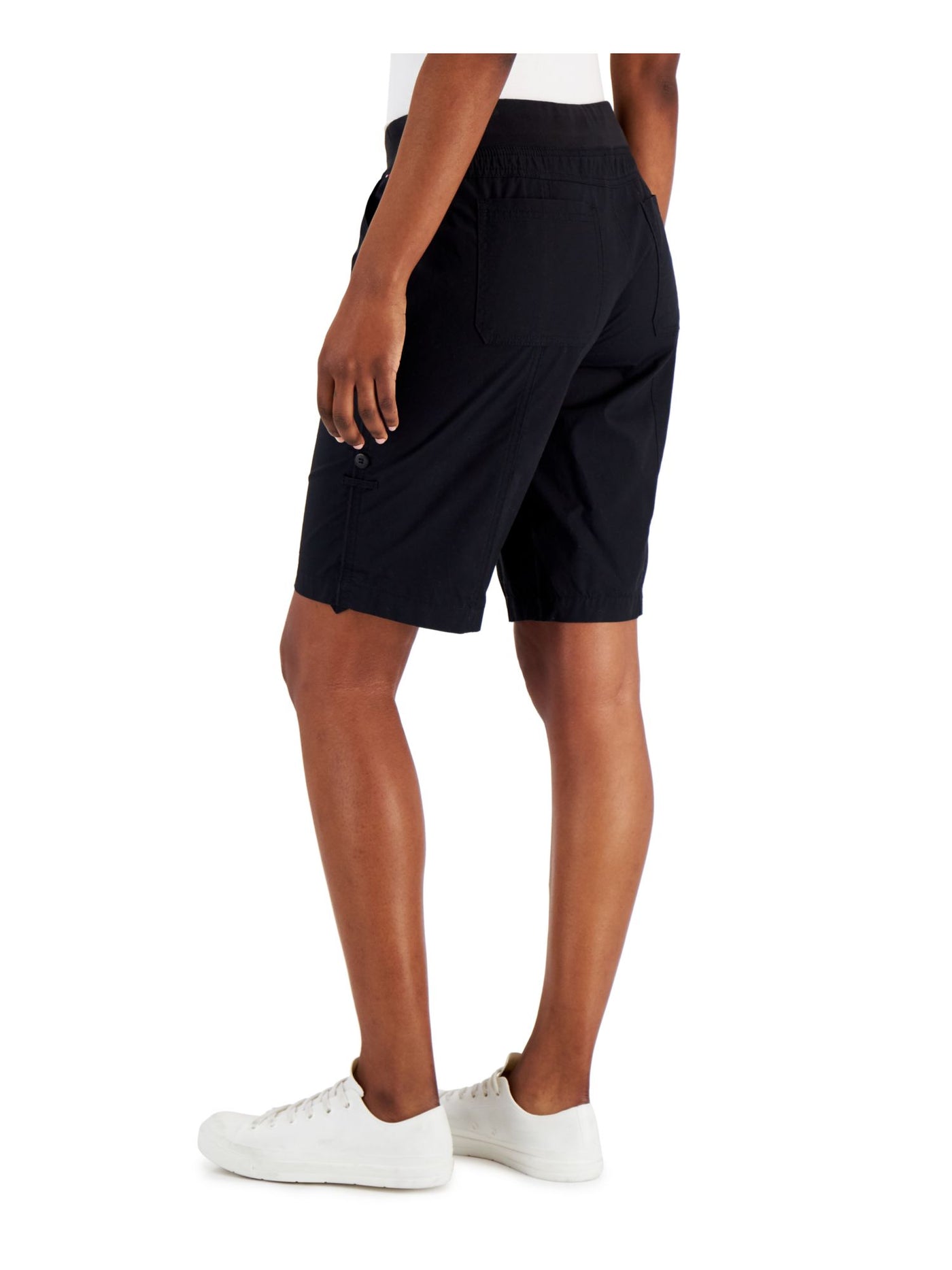 TOMMY HILFIGER Womens Black Pocketed Drawstring Waist Rolled Cuffs High Waist Shorts XL