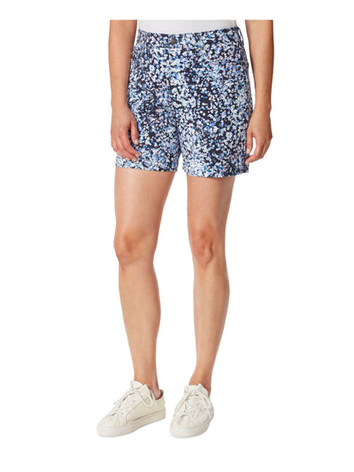 GLORIA VANDERBILT Womens Navy Denim Zippered Pocketed Floral Shorts Shorts 10