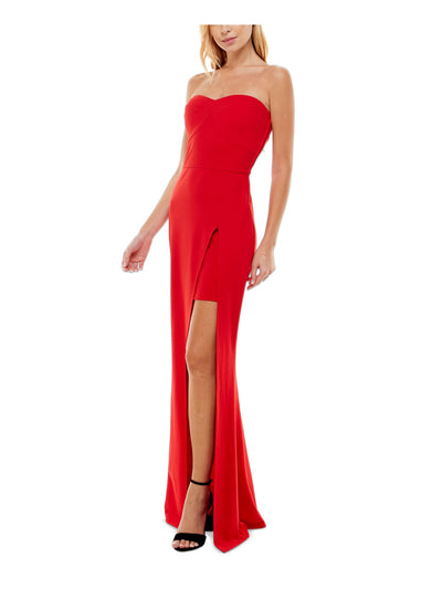 SPEECHLESS Womens Red Zippered Slitted Layered Sleeveless Sweetheart Neckline Full-Length Gown Prom Dress 13