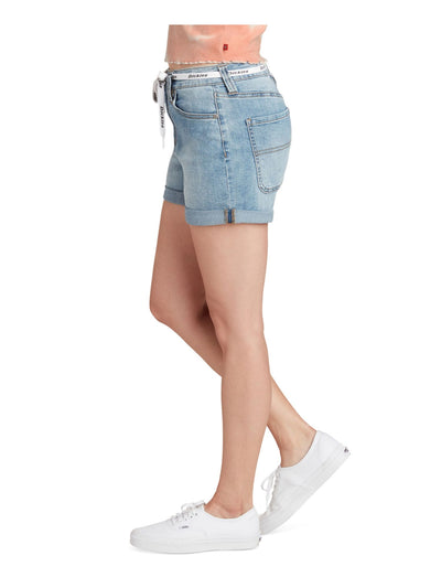 DICKIES Womens Blue Denim Zippered Pocketed Button Front Rolled Cuffs Shorts Shorts Juniors 11\30