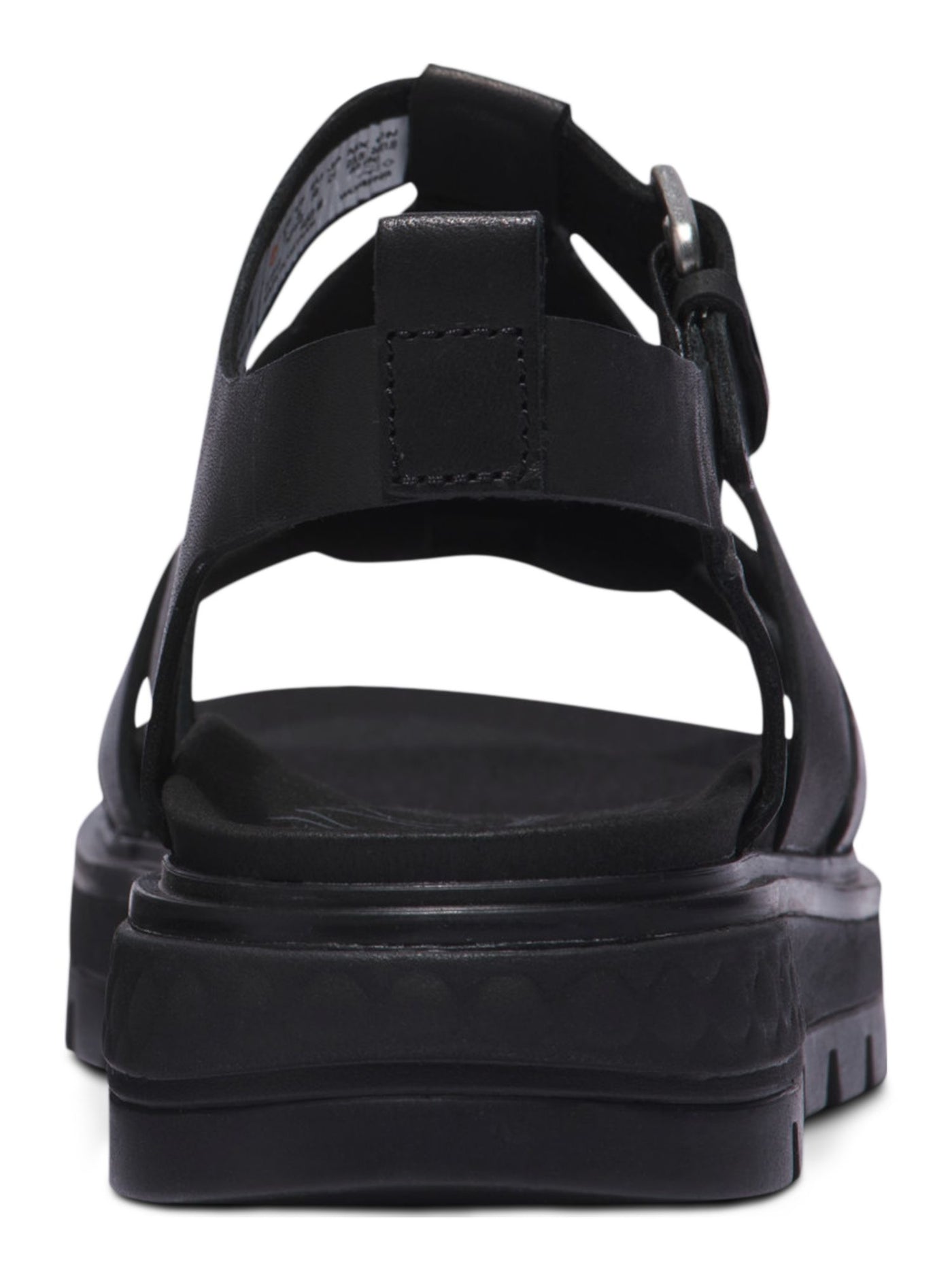 TIMBERLAND Womens Black 1-1/2" Platform Back Pull-Tab Woven Ray City Round Toe Wedge Buckle Leather Sandals Shoes 8.5