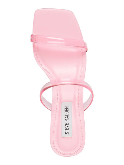 STEVE MADDEN Womens Pink Translucent Straps Padded Lilah Square Toe Block Heel Slip On Sandals Shoes 10 M