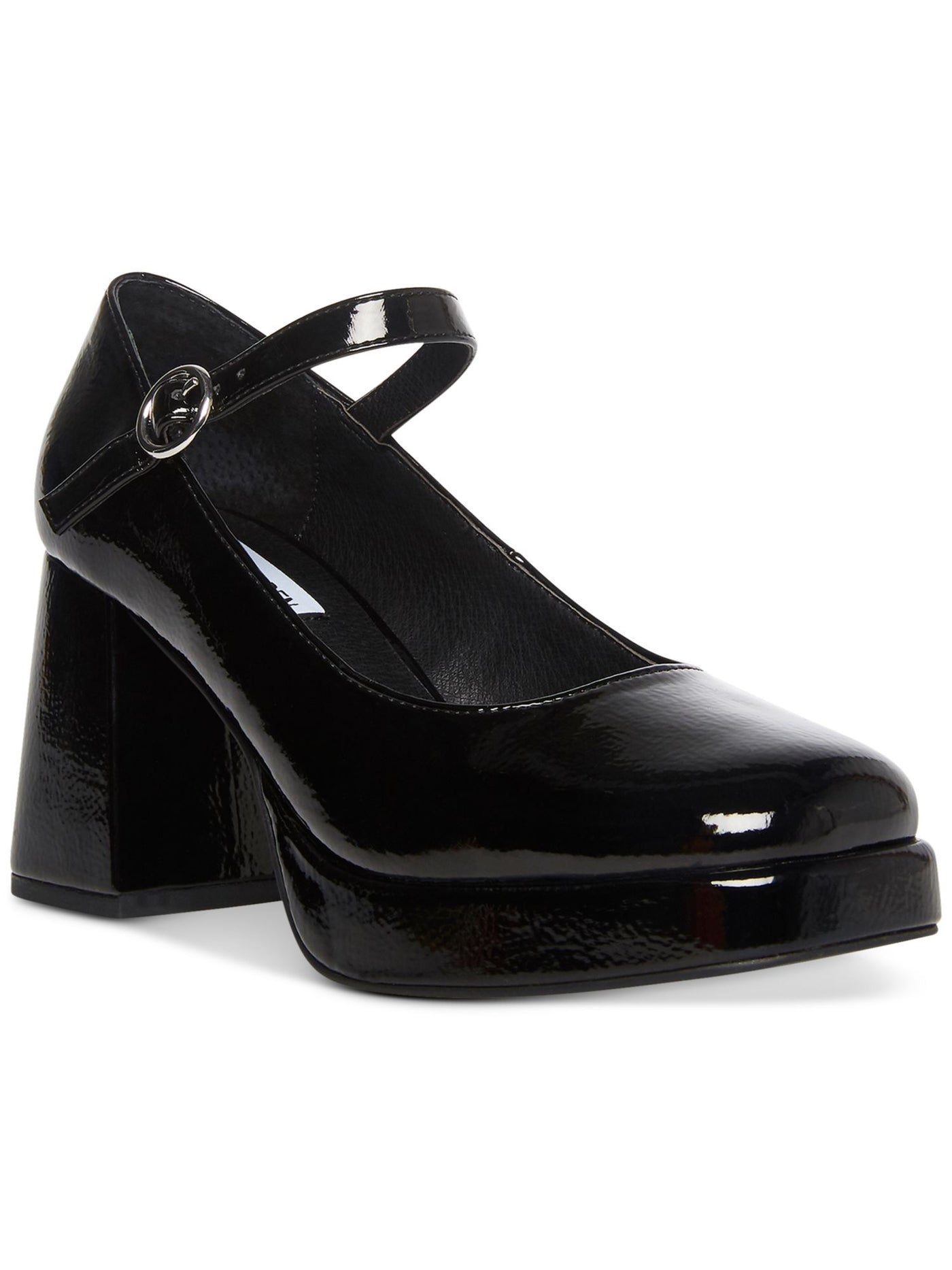 STEVE MADDEN Womens Black 1" Platform Ankle Strap Cushioned Mingle Square Toe Block Heel Buckle Mary Jane 11 M