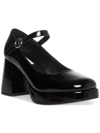 STEVE MADDEN Womens Black 1" Platform Ankle Strap Cushioned Mingle Square Toe Block Heel Buckle Mary Jane 11 M