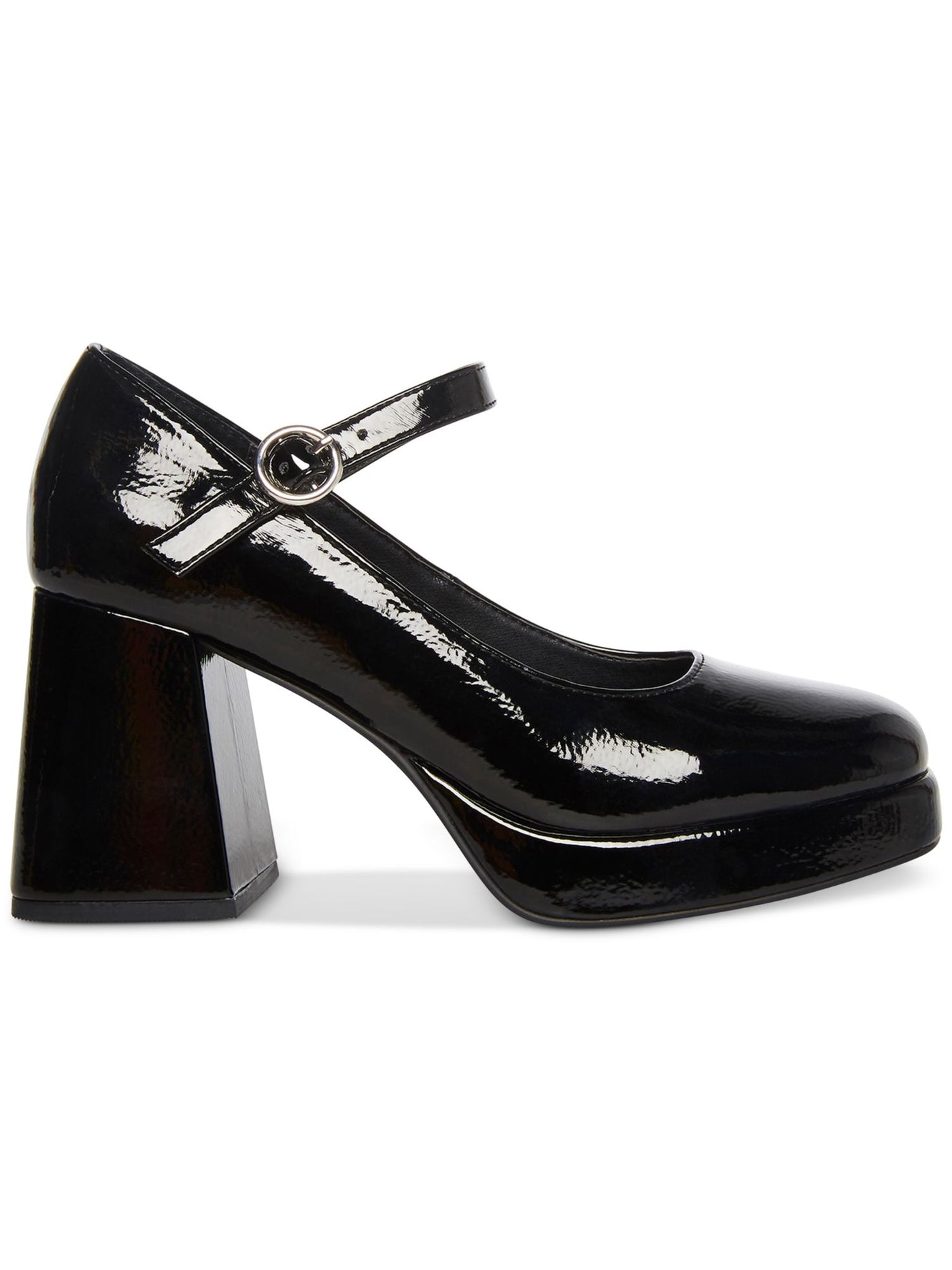 STEVE MADDEN Womens Black 1" Platform Ankle Strap Cushioned Mingle Square Toe Block Heel Buckle Mary Jane 11 M
