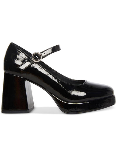STEVE MADDEN Womens Black 1" Platform Ankle Strap Cushioned Mingle Square Toe Block Heel Buckle Mary Jane 11 M