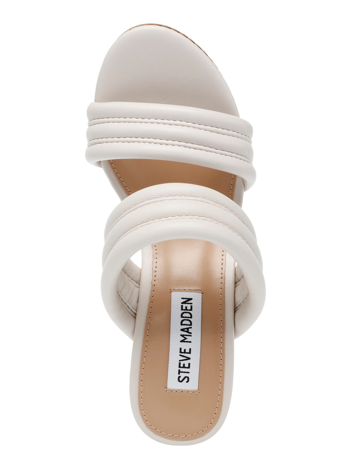STEVE MADDEN Womens Ivory 1-1/2" Platform Cork-Like Scalloped Trim Quilted Padded Wipeout Round Toe Wedge Slip On Heeled Sandal 6 M