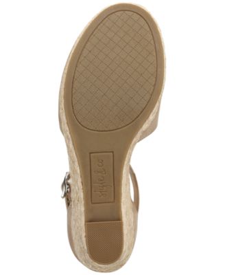 STYLE & COMPANY Womens Yellow Mc Beige 1" Platform Braided Jute Ankle Strap Padded Seleeney Round Toe Wedge Buckle Espadrille Shoes M