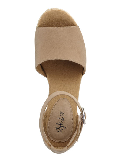 STYLE & COMPANY Womens Yellow Mc Beige 1" Platform Braided Jute Ankle Strap Padded Seleeney Round Toe Wedge Buckle Espadrille Shoes 6 M