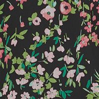 TOMMY HILFIGER Womens Black Ruffled Smocked Lined Tiered Sheer Floral Short Sleeve Off Shoulder Midi Fit + Flare Dress