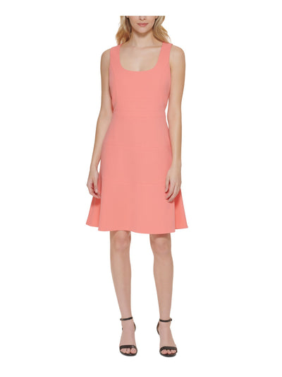 TOMMY HILFIGER Womens Coral Zippered Unlined Sleeveless Scoop Neck Above The Knee Dress 6