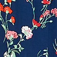 KINGSTON GREY Womens Navy Tie Pleated Unlined Floral Short Sleeve Off Shoulder Wide Leg Jumpsuit
