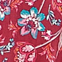 KINGSTON GREY Womens Burgundy Ruffled Self Tie Belt Pull On Style Floral Short Sleeve Off Shoulder Straight leg Jumpsuit