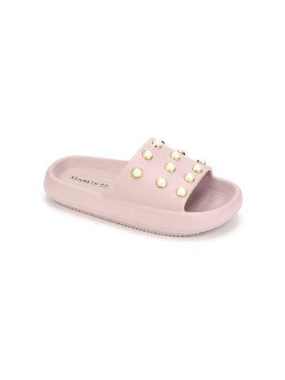 KENNETH COLE Womens Pink Embellished Lightweight Mello Round Toe Platform Slip On Slide Sandals Shoes 6 M
