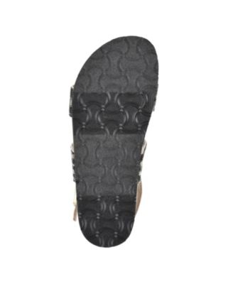 WHITE MOUNTAIN FOOTBEDS Womens Black Contoured Footbed Adjustable Rhinestone Hesistant Open Toe Platform Buckle Slingback Sandal M