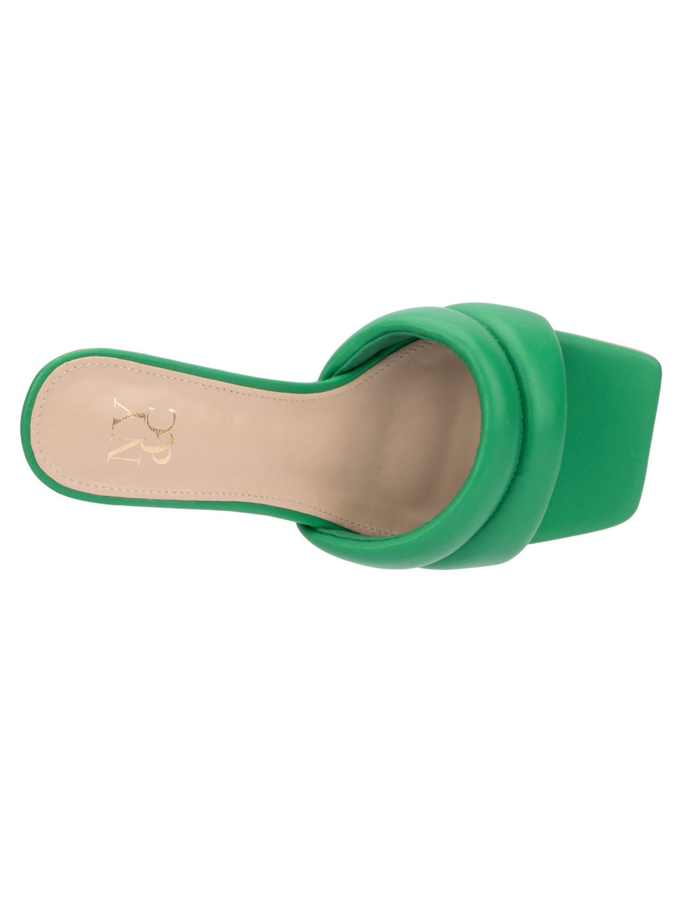 NEW YORK & CO Womens Green Padded Evelina Square Toe Stiletto Slip On Dress Heeled Sandal 6.5