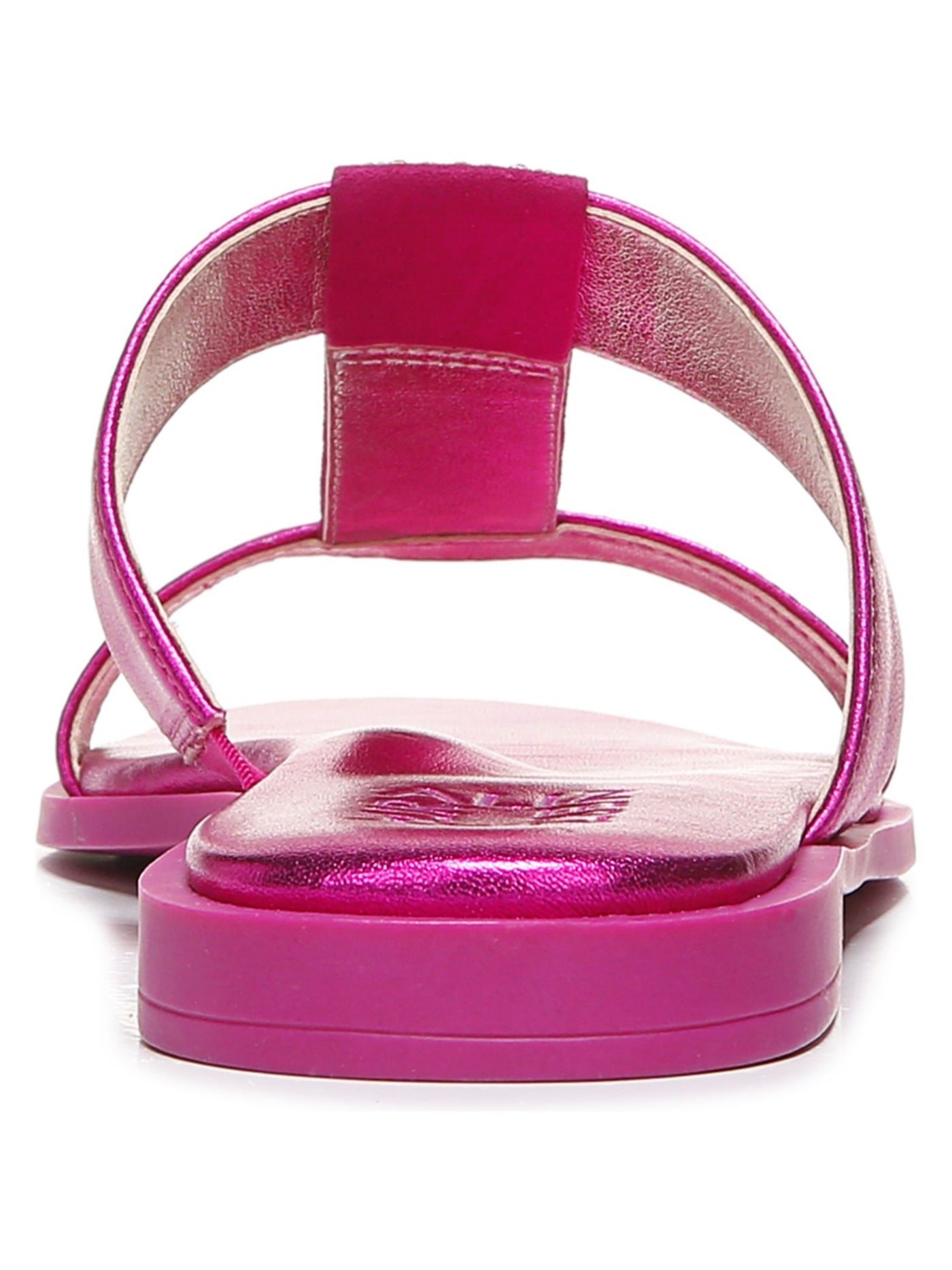 NATURALIZER Womens Pink Rhinestone Non-Slip Farica Round Toe Slip On Leather Slide Sandals Shoes 8 W