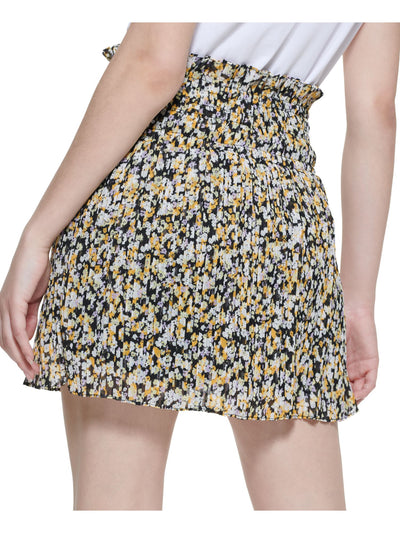 KARL LAGERFELD PARIS Womens Black Floral Mini Pleated Skirt XL