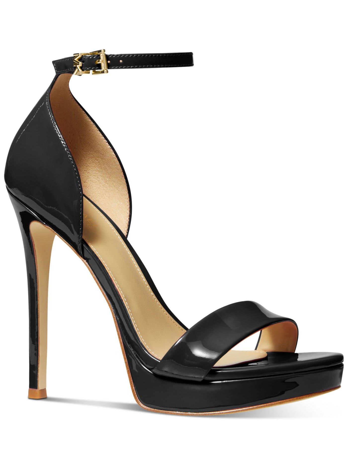 MICHAEL MICHAEL KORS Womens Black Ankle Strap Padded Jordyn Round Toe Stiletto Buckle Leather Dress Heeled Sandal 5.5 M