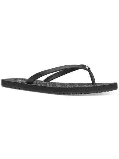 MICHAEL MICHAEL KORS Womens Black Mixed Media Logo Charm Jinx Round Toe Slip On Flip Flop Sandal 6