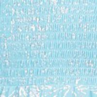 MICHAEL KORS Womens Aqua Smocked Ruffled Unlined Drawstring Waist Pullove Printed Flutter Sleeve Off Shoulder Midi A-Line Dress