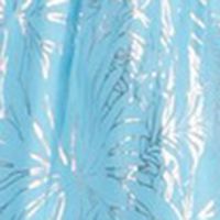 MICHAEL KORS Womens Aqua Smocked Ruffled Unlined Drawstring Waist Pullove Printed Flutter Sleeve Off Shoulder Midi A-Line Dress
