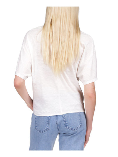 MICHAEL KORS Womens White Short Sleeve V Neck Top Petites P\M