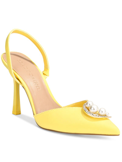 INC Womens Yellow Embellished Mateo Victoria Pointed Toe Stiletto Slip On Slingback 5.5 M