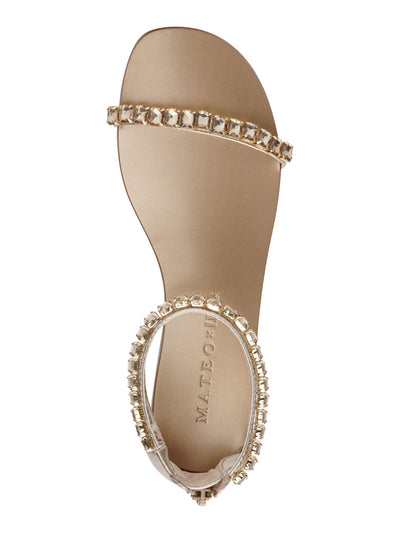 MATEO BY INC Womens Gold Ankle Strap Embellished The Carmel Round Toe Zip-Up Sandals Shoes 5.5 M
