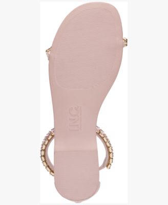 MATEO BY INC Womens Pink Ankle Strap Embellished The Carmel Round Toe Zip-Up Sandals Shoes M