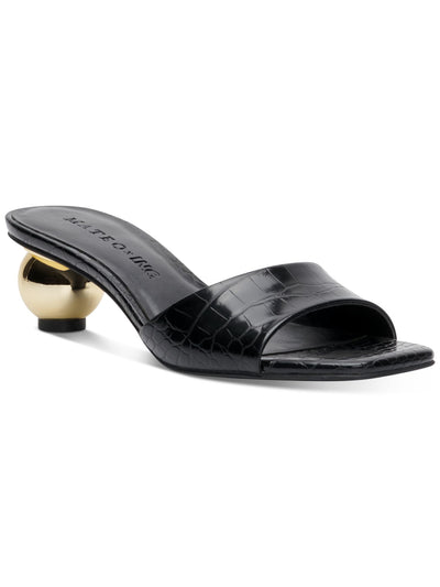 INC Womens Black Croc Print Isabella Open Toe Sculpted Heel Slip On Dress Sandals Shoes 5.5 M