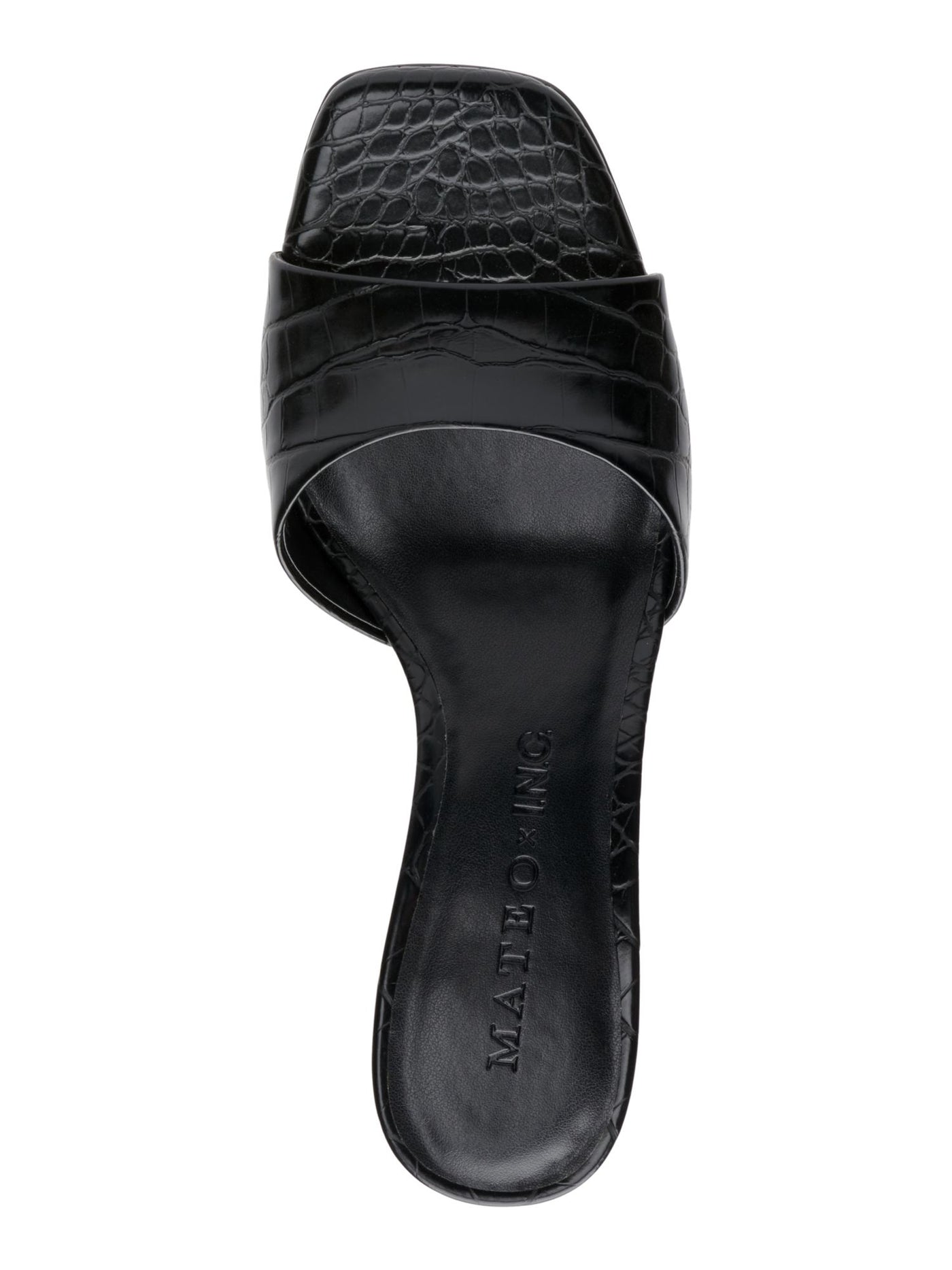 INC Womens Black Croc Print Isabella Open Toe Sculpted Heel Slip On Dress Sandals Shoes 5.5 M