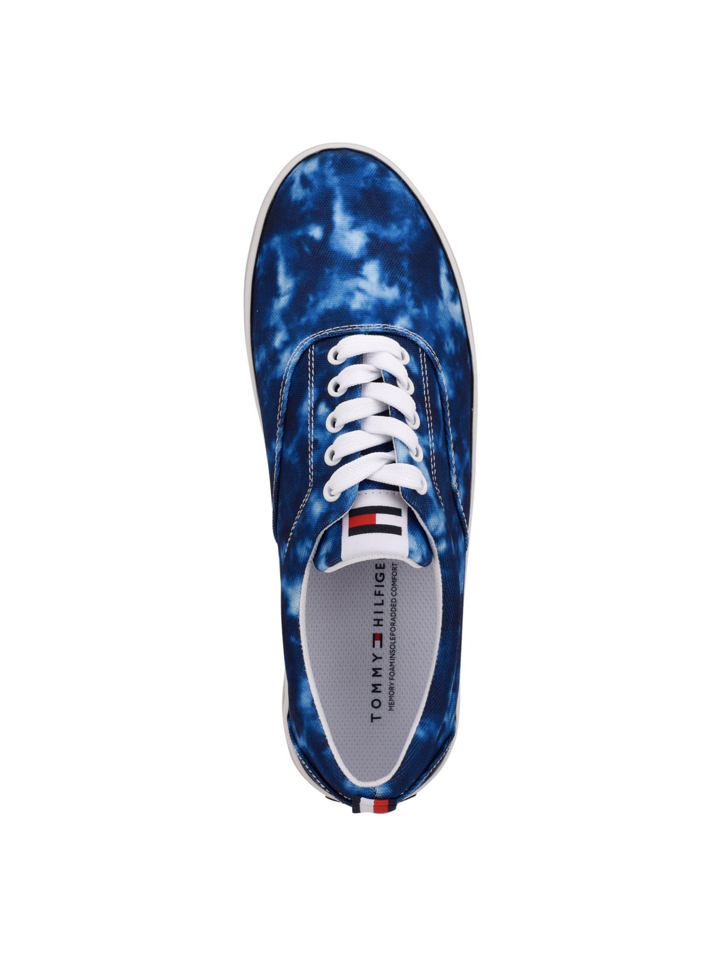 TOMMY HILFIGER Mens Blue Tie Dye Cushioned Comfort Remmo Round Toe Platform Lace-Up Sneakers Shoes 10.5 M