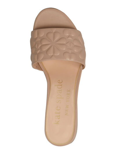 KATE SPADE NEW YORK Womens Beige Embosed Goring Padded Emmie Round Toe Leather Slide Sandals Shoes 6.5 B