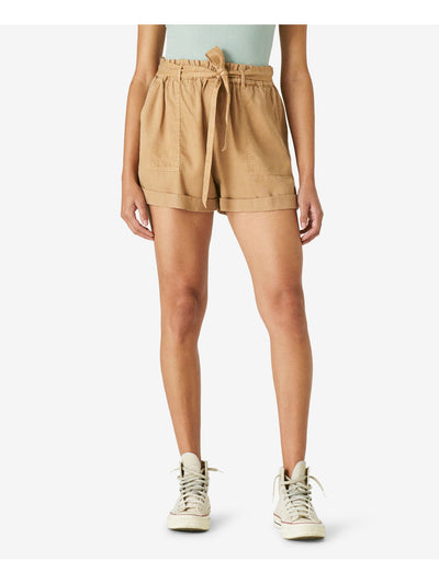 LUCKY BRAND Womens Brown Belted Pocketed Elastic Waist Pull-on High Waist Shorts L